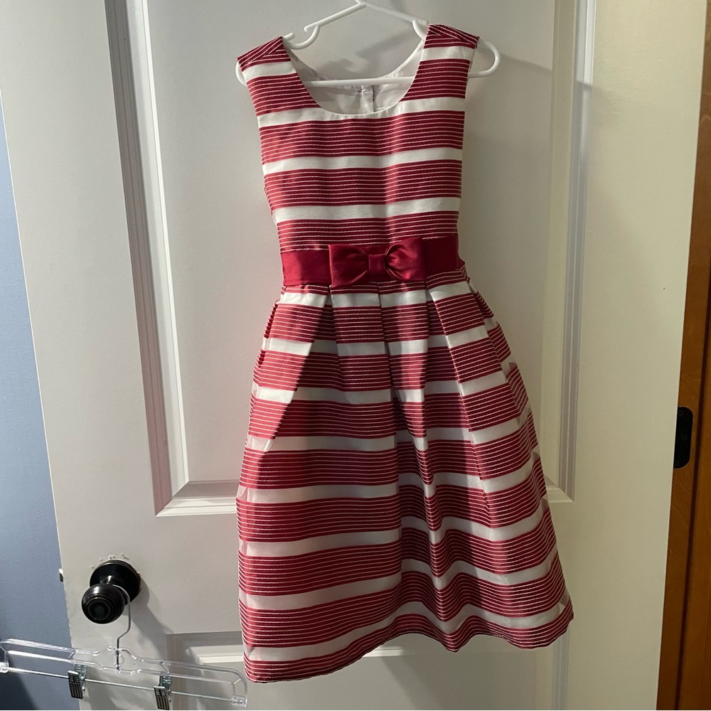 Jona Michelle Red and White Striped Formal Dress